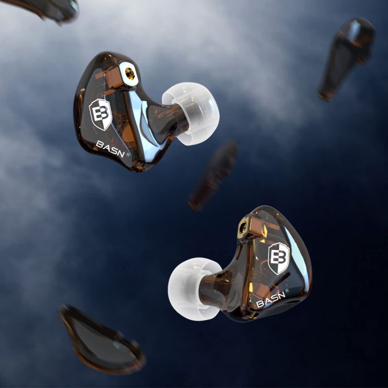 BASN in-Ear Monitor Headphones Dual Dynamic Drivers IEM Earphones Detachable MMCX Cable Musicians Earbuds Headphones (BC100 Brown, with no Mic) - Image 5